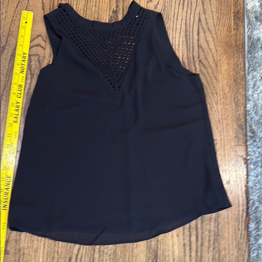 Vintage Y2K Black Sleeveless Top with mesh V design at neckline